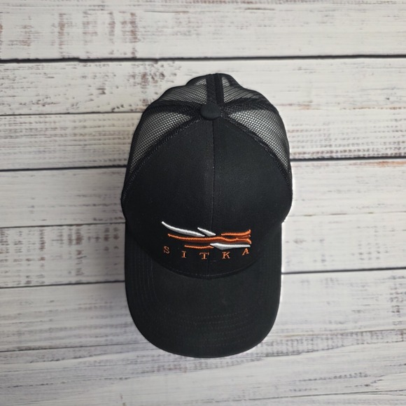 Sitka Hat‎ Cap Snap Back Black Trucker Mesh Patch Embroidered Mid Profile Fit - Picture 2 of 10